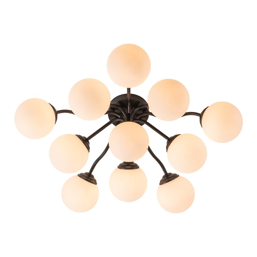 Püre Modern Brass Glass Semi Flush Chandelier - Lamp Copper