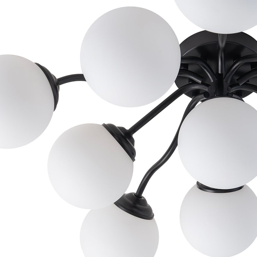 Püre Modern Brass Glass Semi Flush Chandelier - Lamp Copper