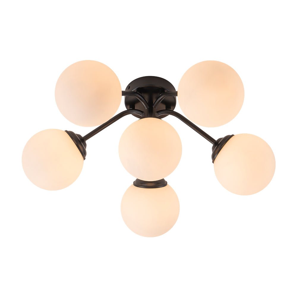Püre Modern Brass Glass Semi Flush Chandelier - Lamp Copper