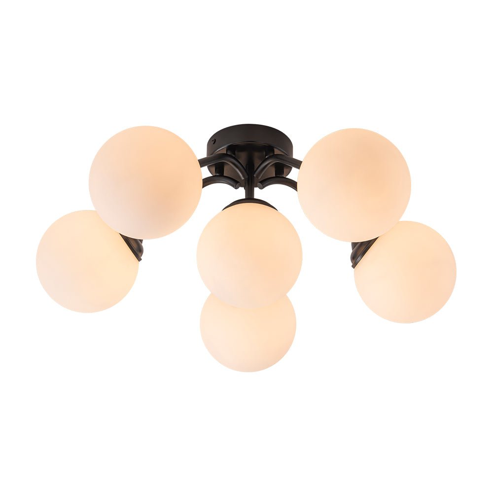 Püre Modern Brass Glass Semi Flush Chandelier - Lamp Copper