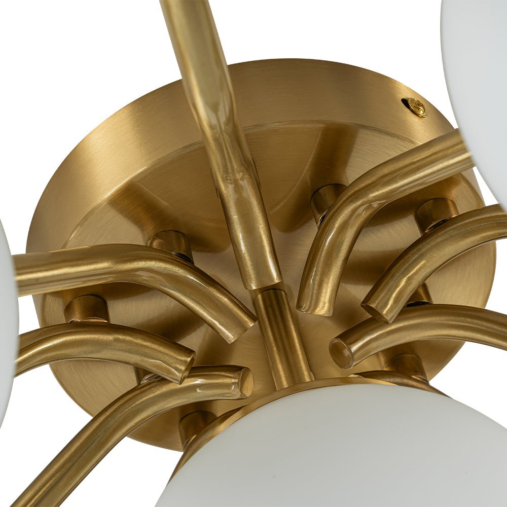 Püre Modern Brass Glass Semi Flush Chandelier - Lamp Copper