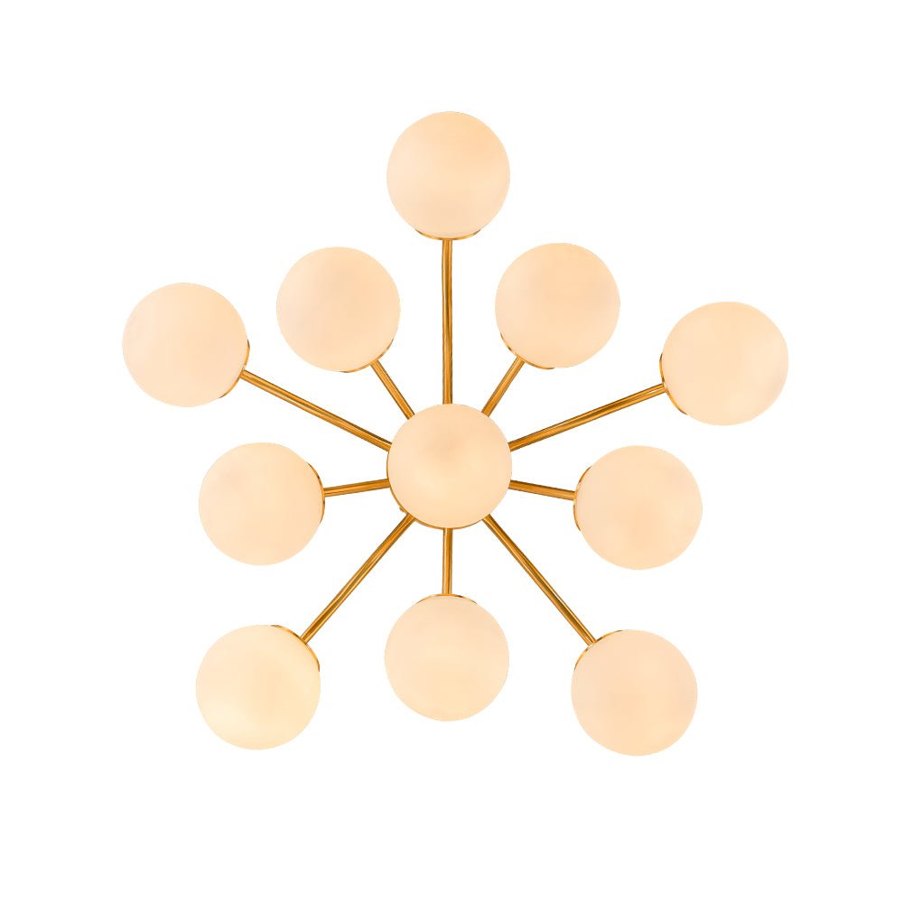 Püre Modern Brass Glass Semi Flush Chandelier - Lamp Copper