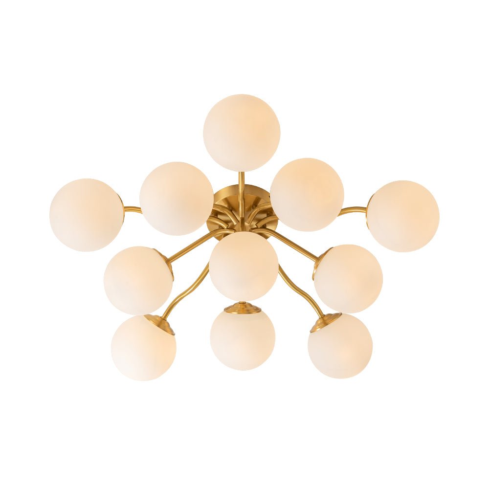 Püre Modern Brass Glass Semi Flush Chandelier - Lamp Copper