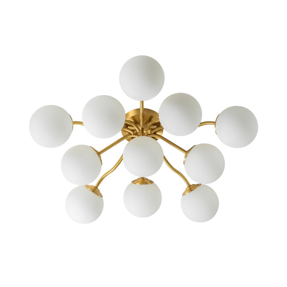 Püre Modern Brass Glass Semi Flush Chandelier - Lamp Copper