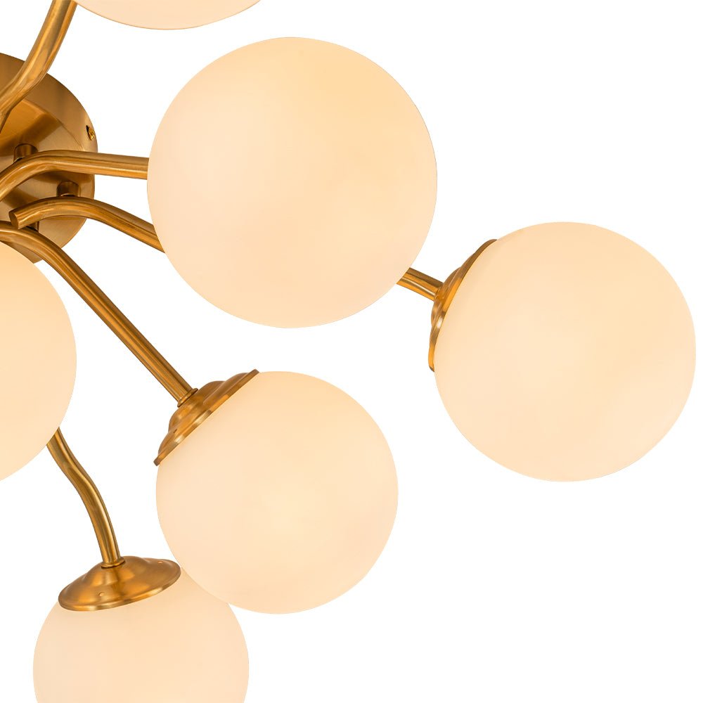 Püre Modern Brass Glass Semi Flush Chandelier - Lamp Copper