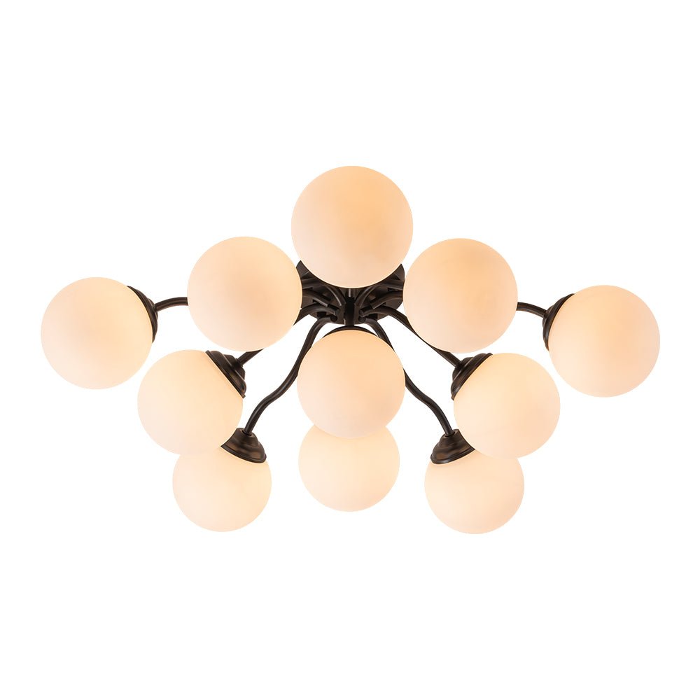 Püre Modern Brass Glass Semi Flush Chandelier - Lamp Copper