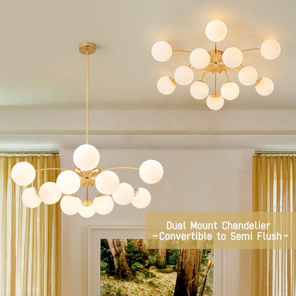 Lumina Modern Glass Chandelier - Lamp Copper