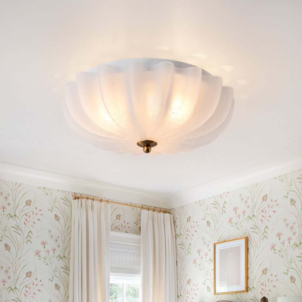 Norduli Modern Flower MetalGlass Semi Flush Ceiling Light - Lamp Copper