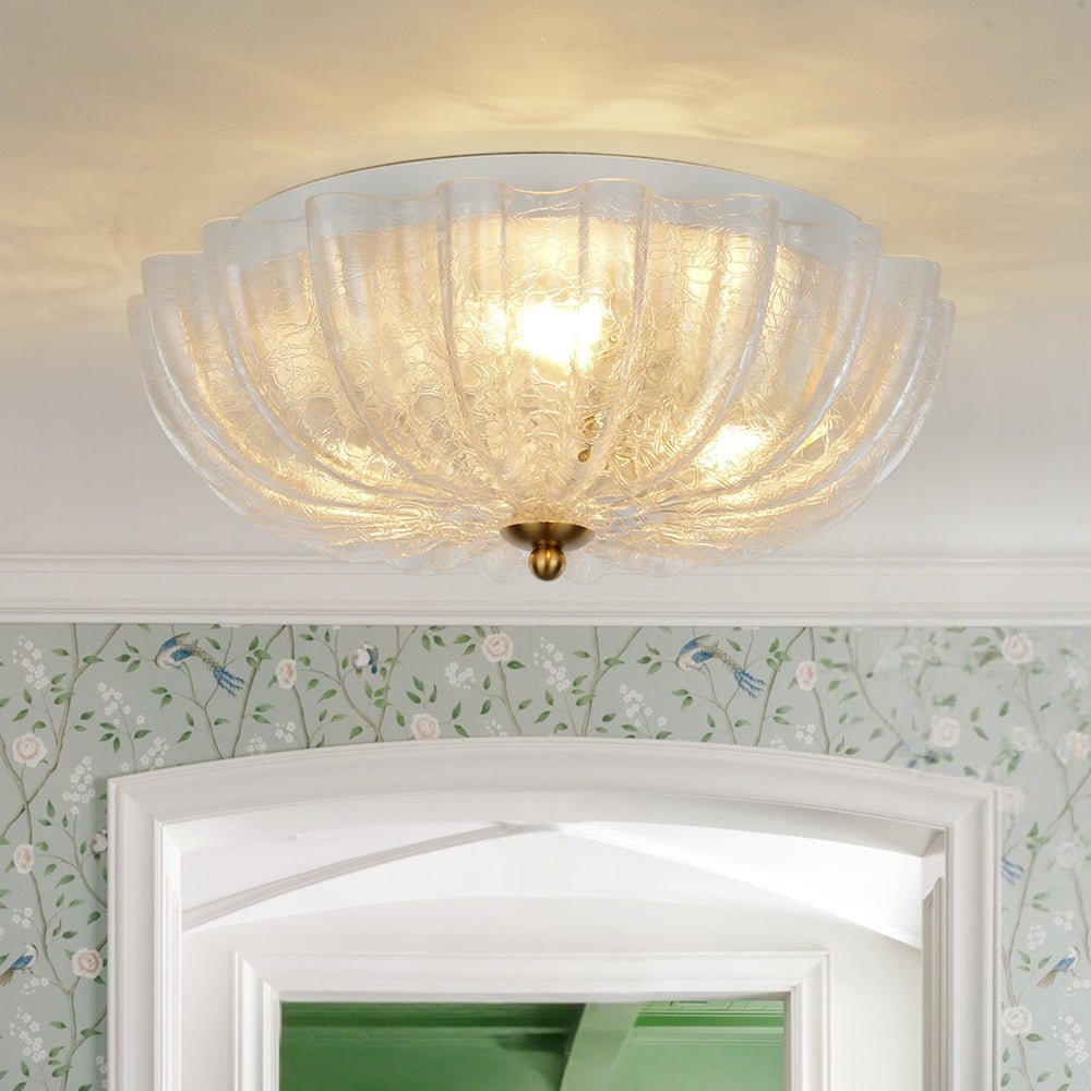Norduli Modern Flower MetalGlass Semi Flush Ceiling Light - Lamp Copper