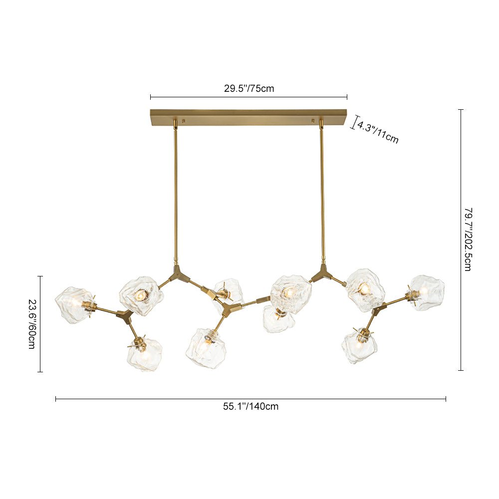 Ostunix Branch Frozen Ice Style Glass Pendant - Lamp Copper