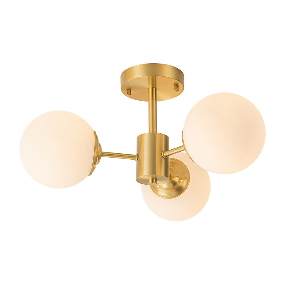Blikari Modern Brass Opal Glass Semi Flush Mount - Lamp Copper