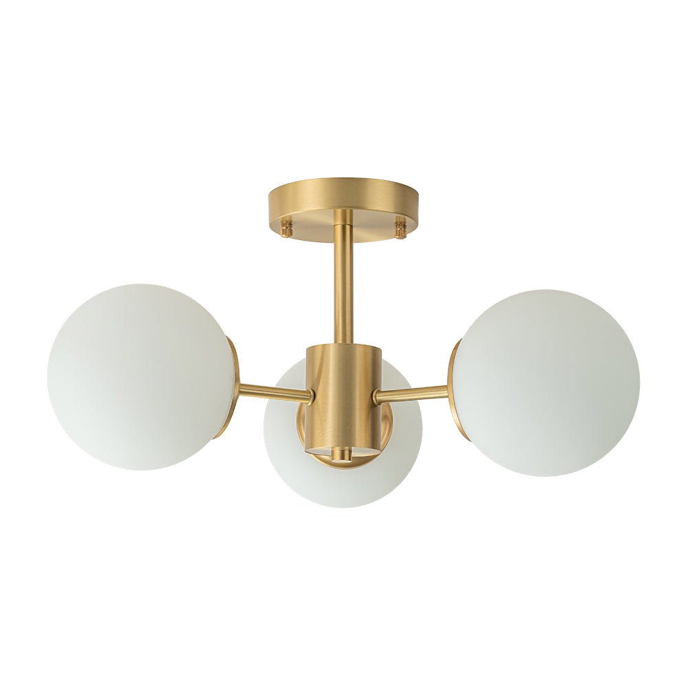 Blikari Modern Brass Opal Glass Semi Flush Mount - Lamp Copper