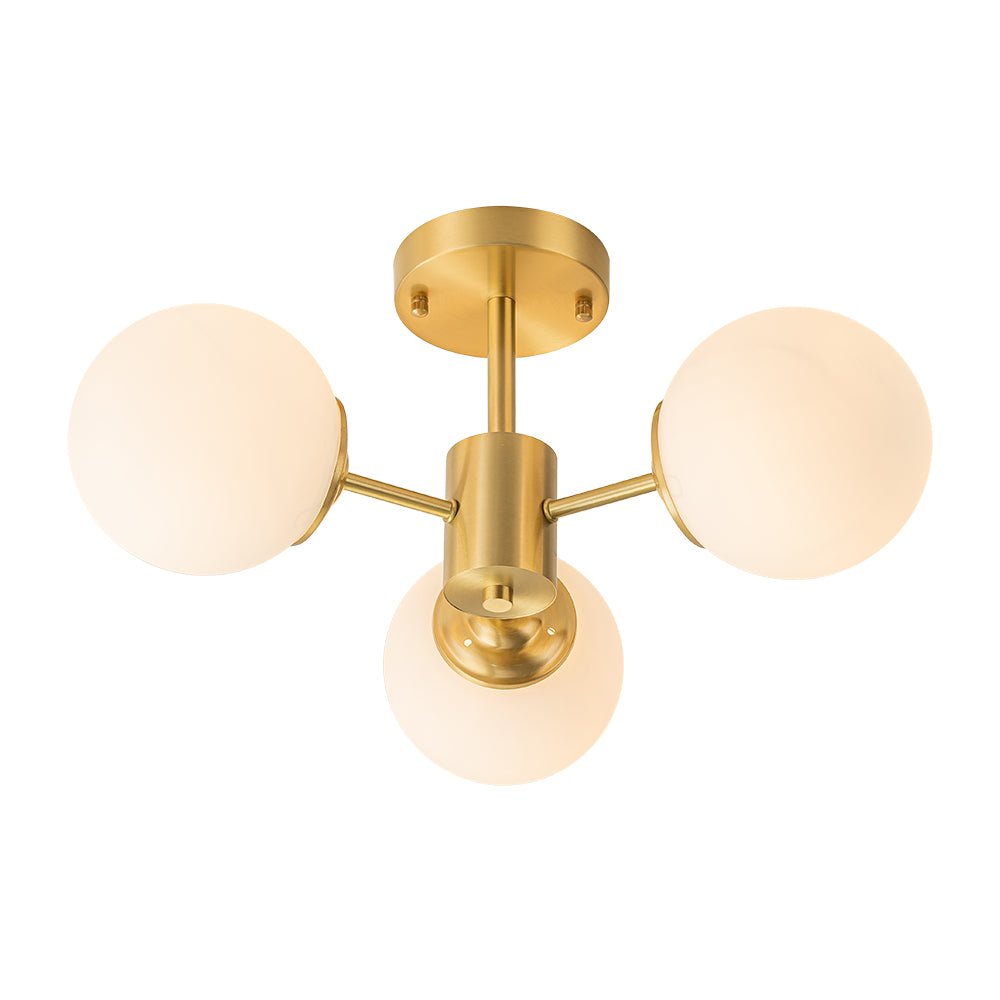 Blikari Modern Brass Opal Glass Semi Flush Mount - Lamp Copper