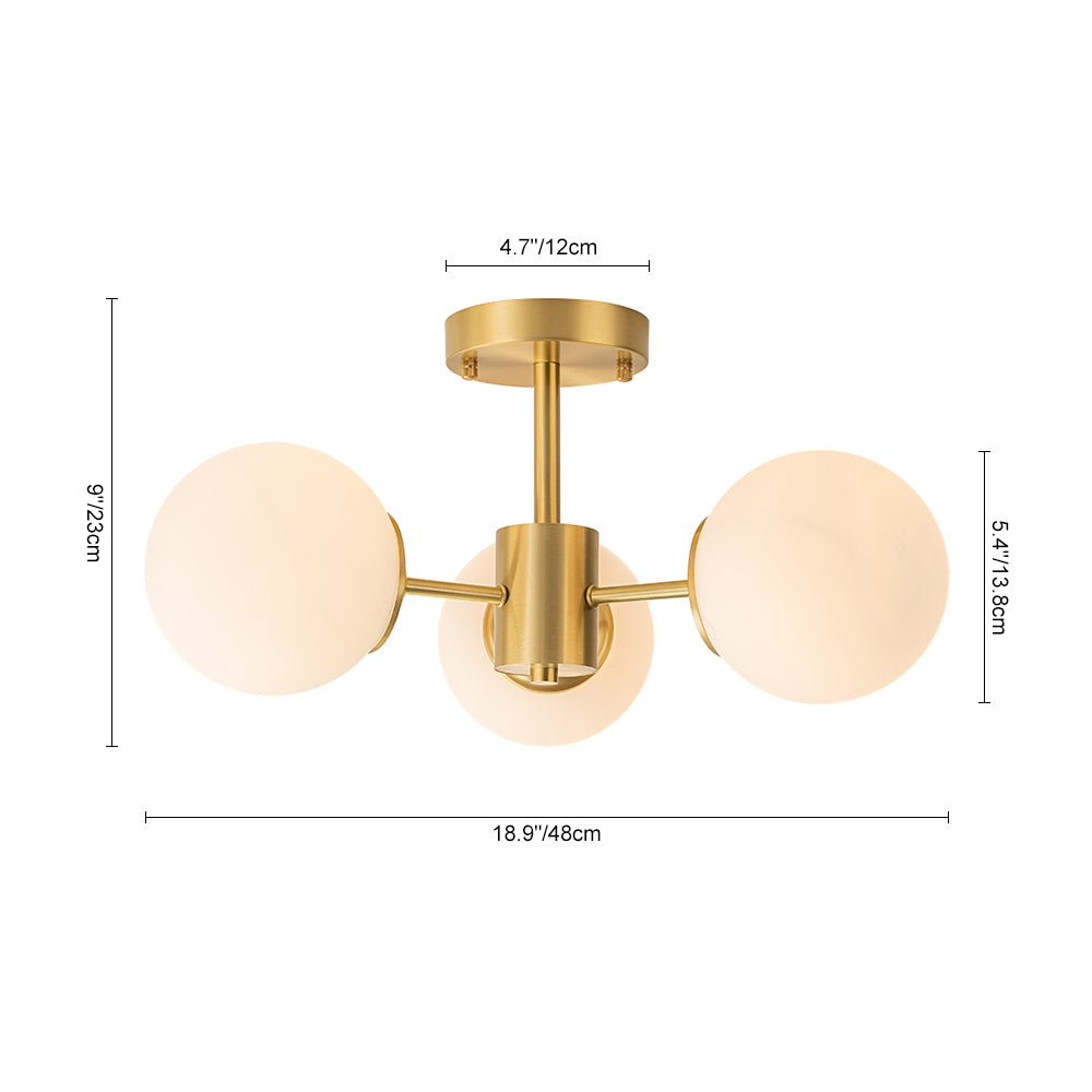Blikari Modern Brass Opal Glass Semi Flush Mount - Lamp Copper