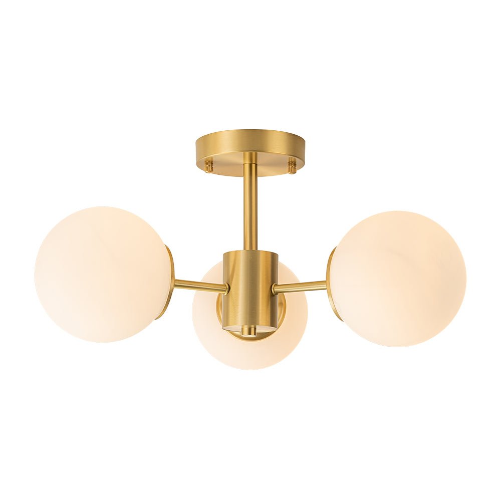 Blikari Modern Brass Opal Glass Semi Flush Mount - Lamp Copper