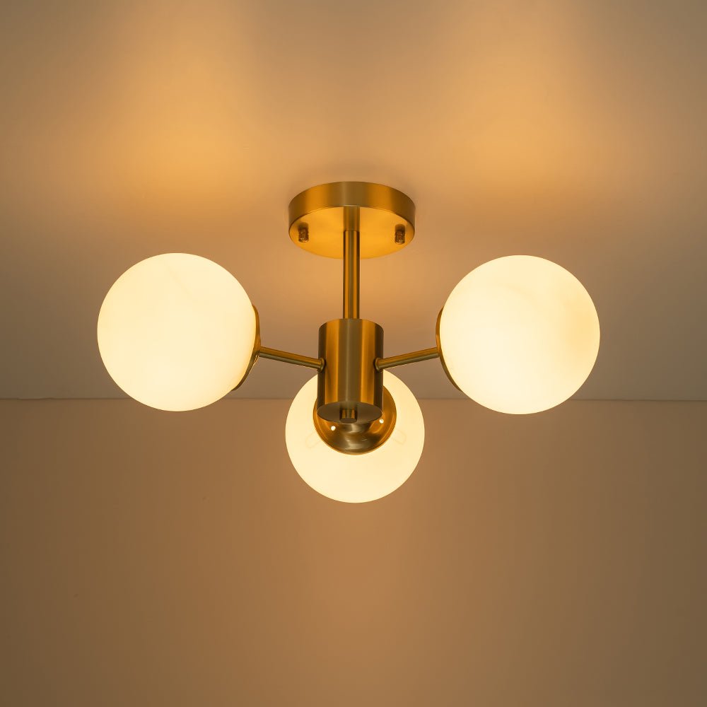 Blikari Modern Brass Opal Glass Semi Flush Mount - Lamp Copper