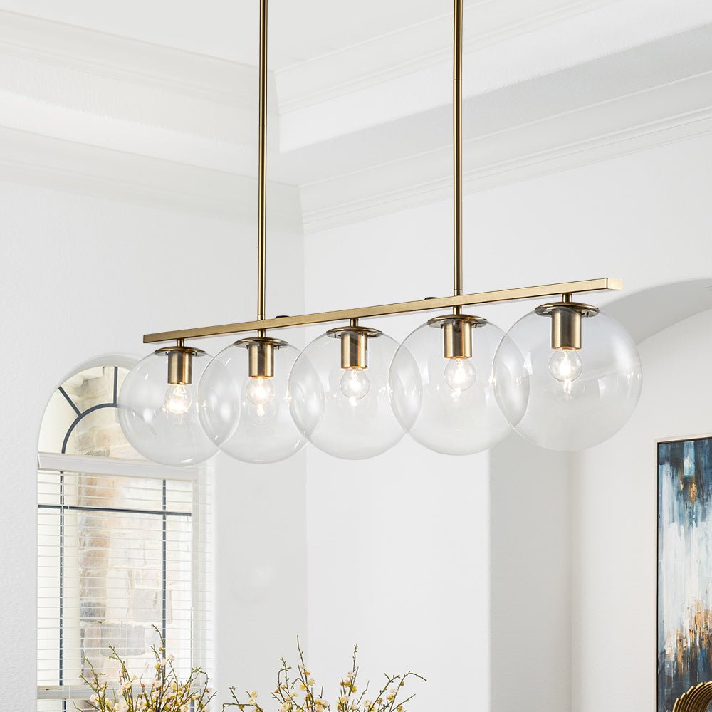 Vesora Globe Linear Metal Glass Pendant Light - Lamp Copper