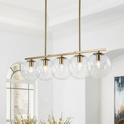 Vesora Globe Linear Metal Glass Pendant Light - Lamp Copper