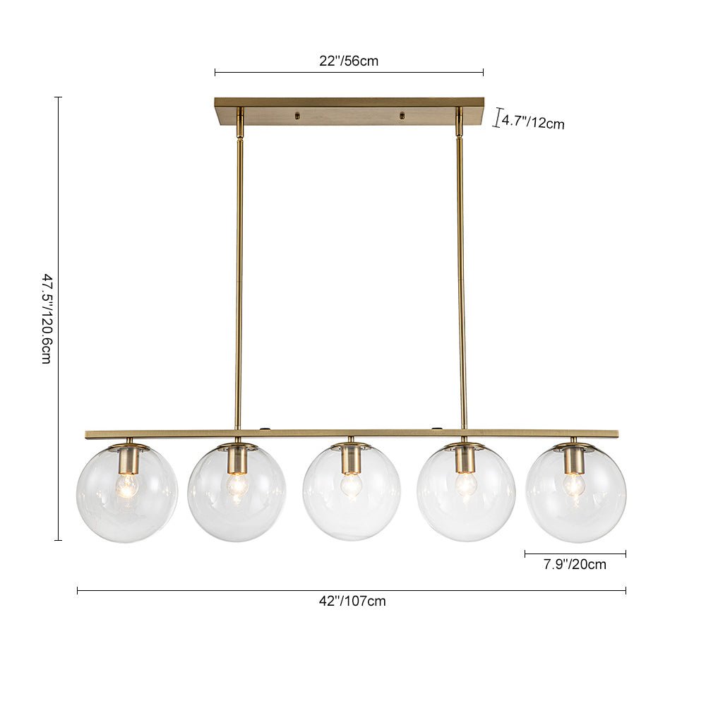 Vesora Globe Linear Metal Glass Pendant Light - Lamp Copper