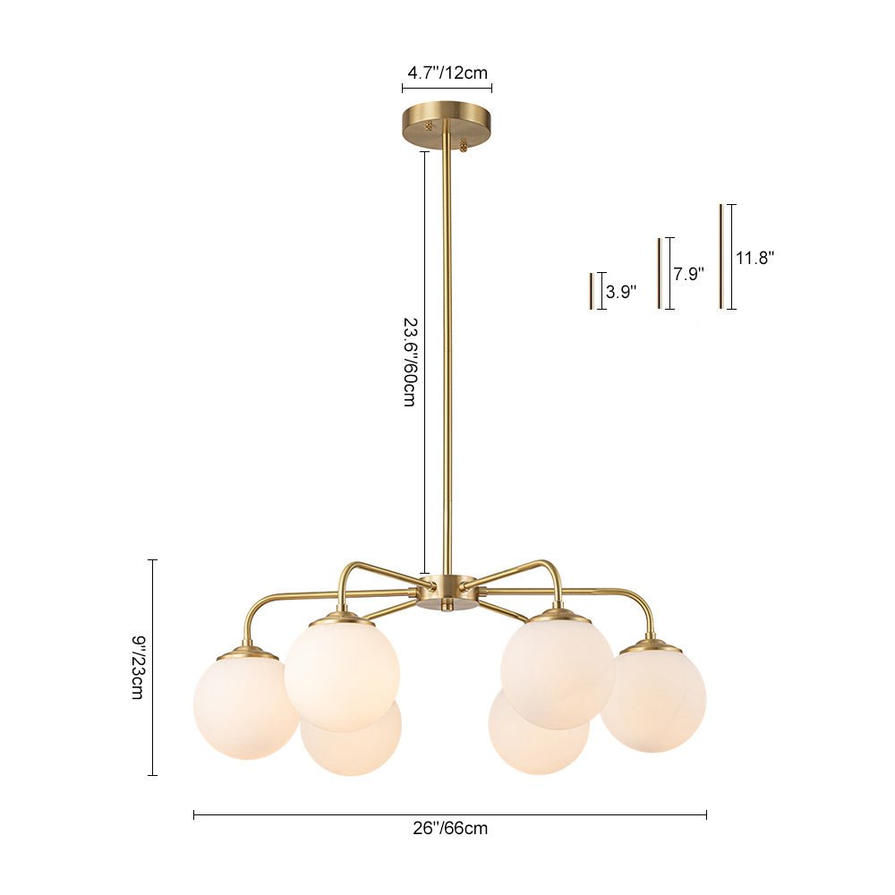 Kvall Modern Milky Metal Chandelier - Lamp Copper