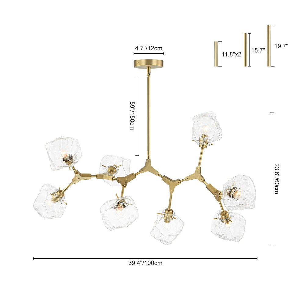 Vatnun Organic Branch Frozen Ice Style Glass Chandelier - Lamp Copper