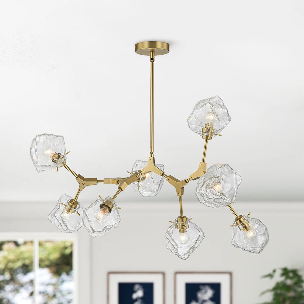 Vatnun Organic Branch Frozen Ice Style Glass Chandelier - Lamp Copper