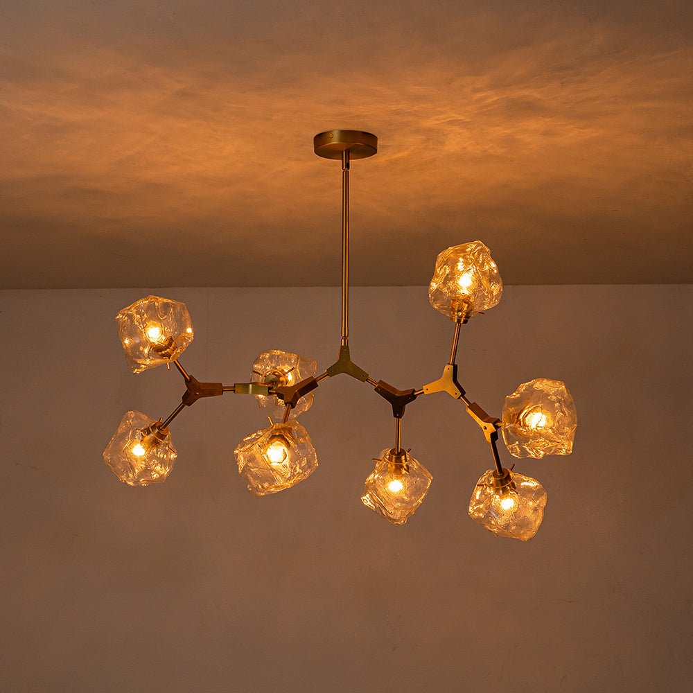Vatnun Organic Branch Frozen Ice Style Glass Chandelier - Lamp Copper