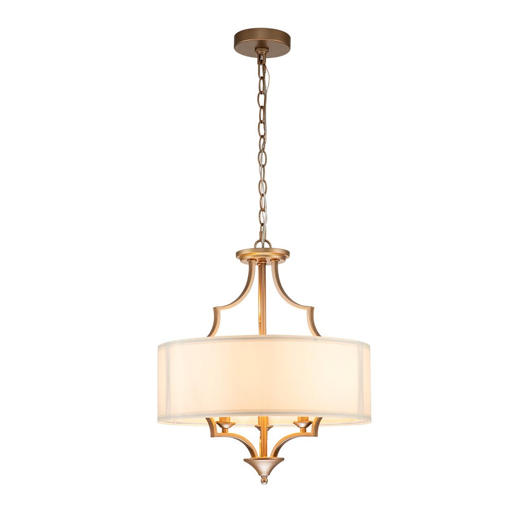 Morke Candle Style Drum Fabric Chandelier - Lamp Copper