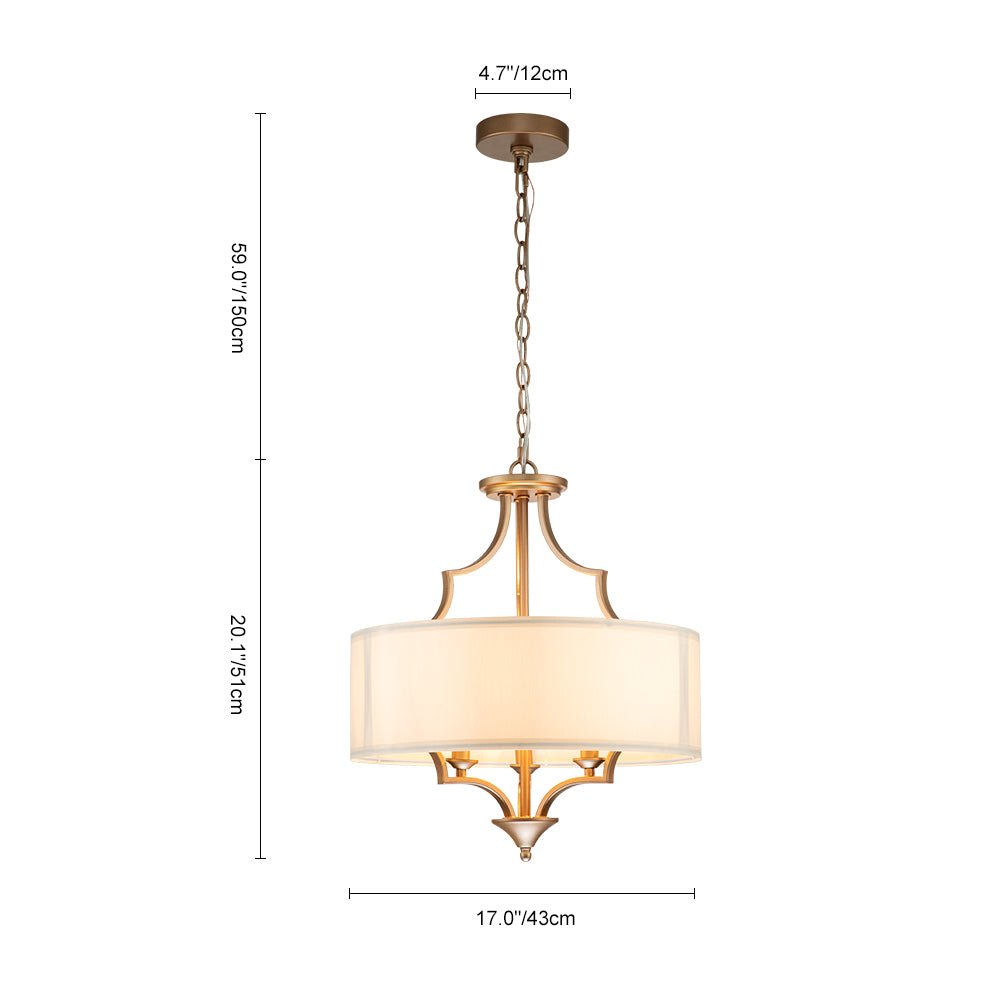 Morke Candle Style Drum Fabric Chandelier - Lamp Copper