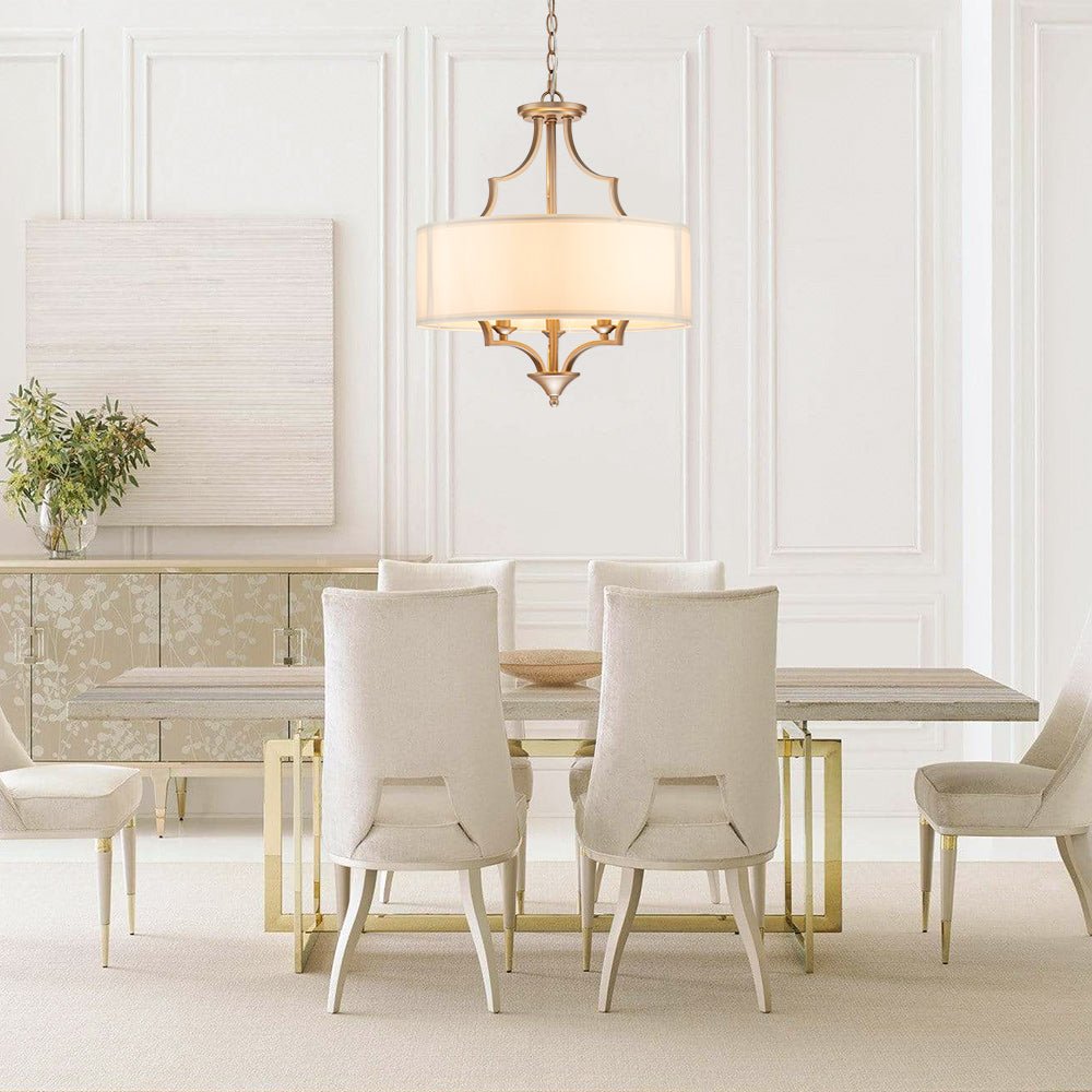 Morke Candle Style Drum Fabric Chandelier - Lamp Copper