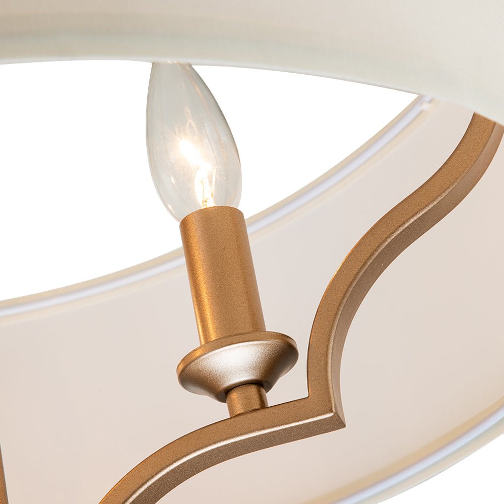 Morke Candle Style Drum Fabric Chandelier - Lamp Copper