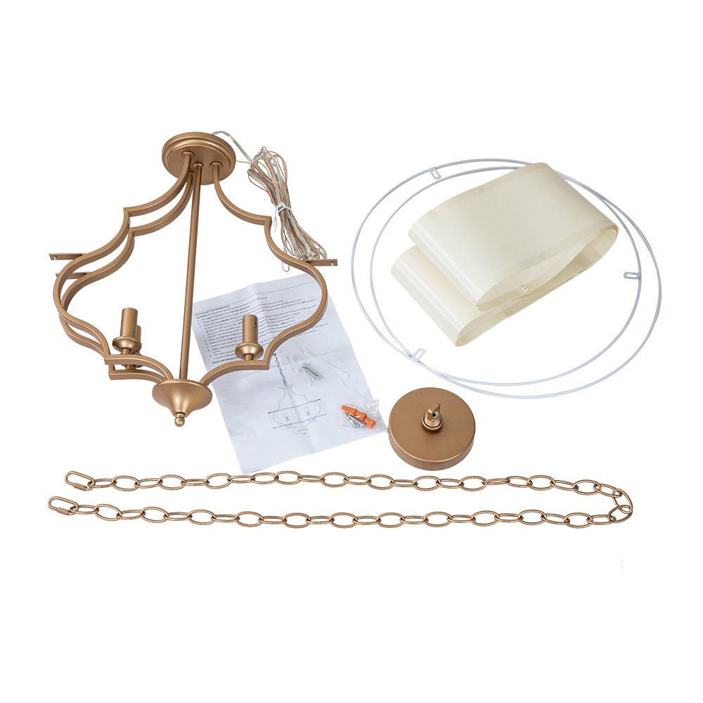 Morke Candle Style Drum Fabric Chandelier - Lamp Copper