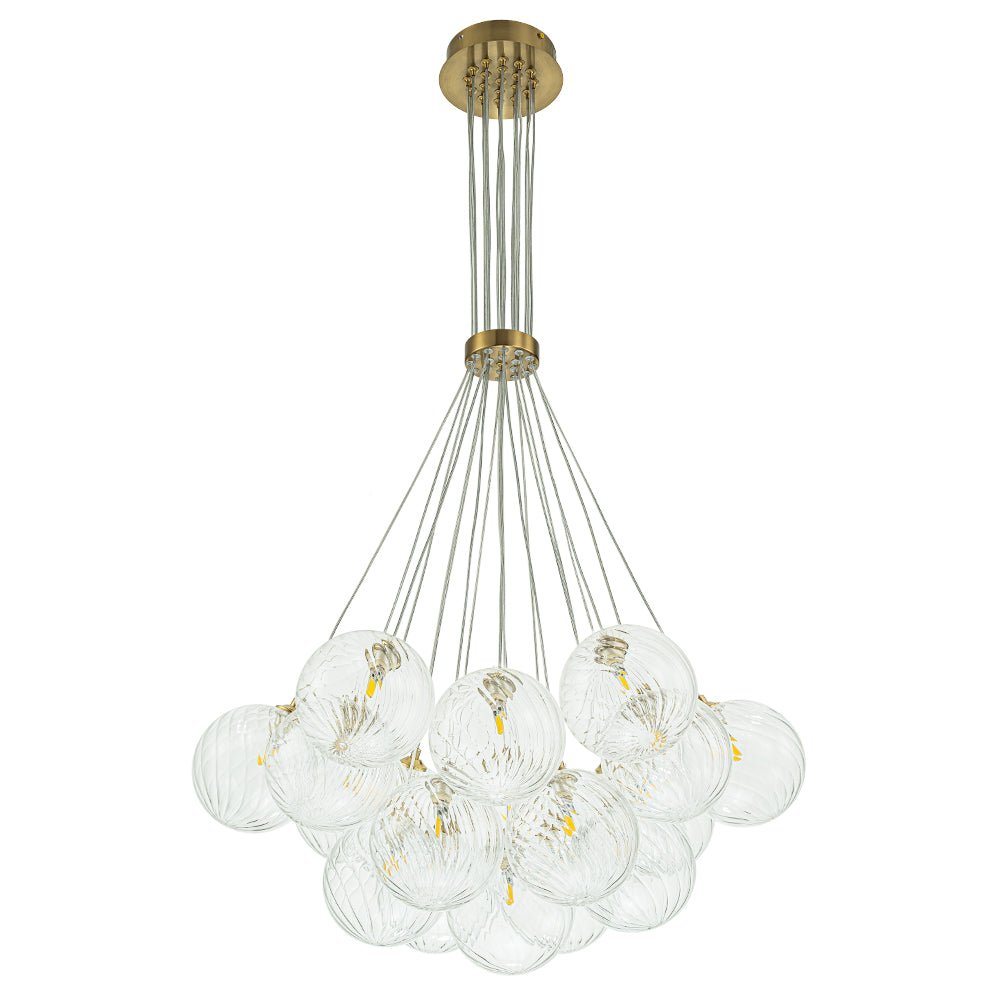 Caeluvya Clear Ribbed Ball Cluster Bubble Glass Chandelier - Lamp Copper