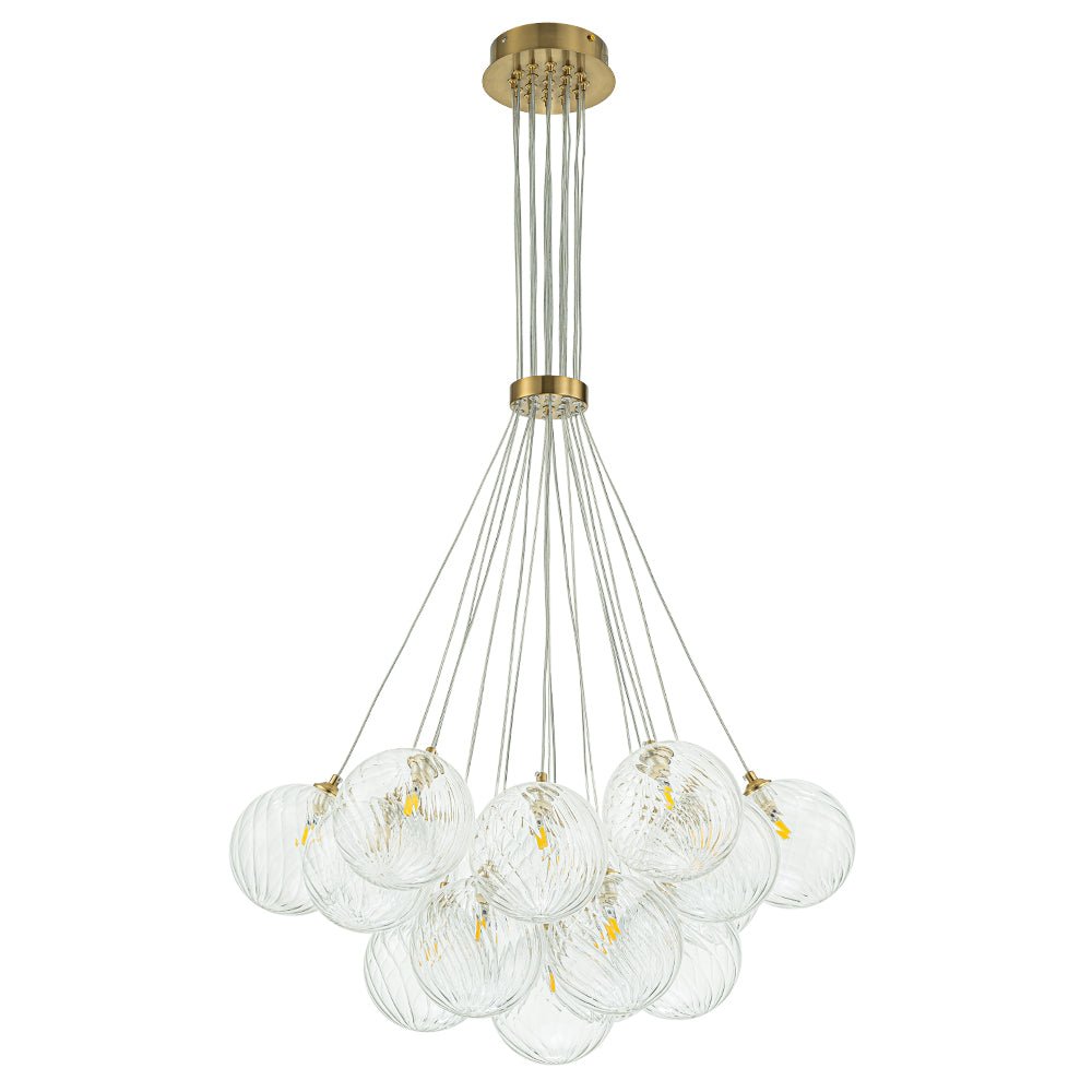 Caeluvya Clear Ribbed Ball Cluster Bubble Glass Chandelier - Lamp Copper