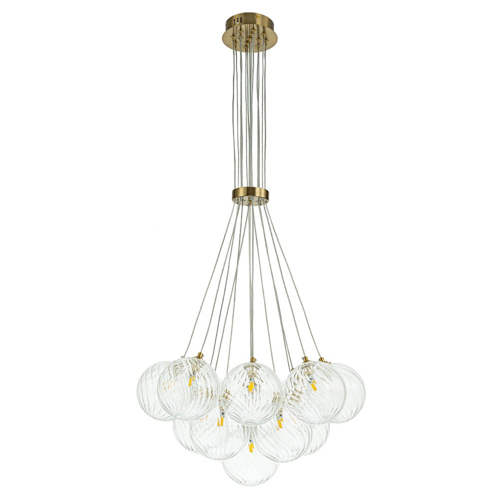 Caeluvya Clear Ribbed Ball Cluster Bubble Glass Chandelier - Lamp Copper