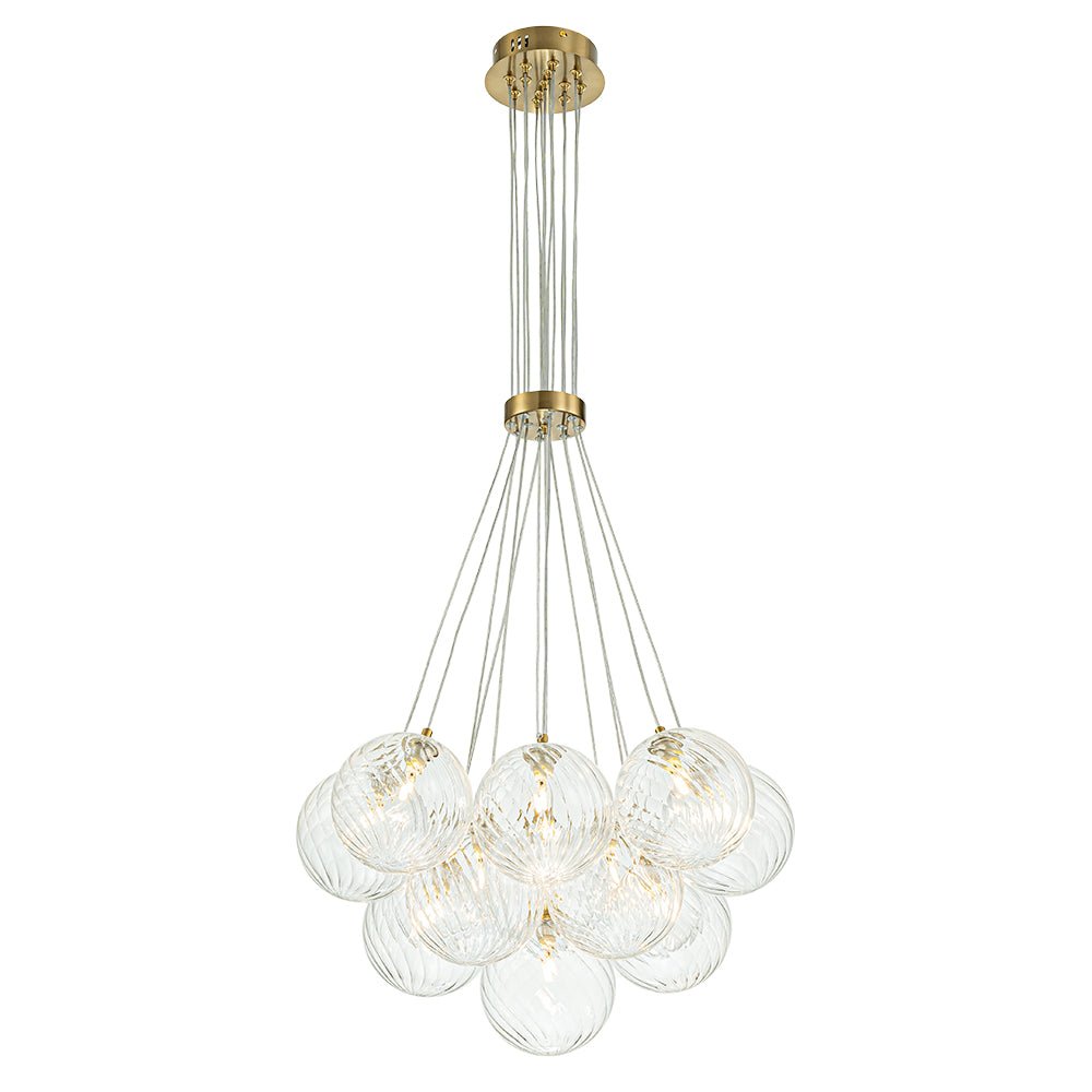 Caeluvya Clear Ribbed Ball Cluster Bubble Glass Chandelier - Lamp Copper