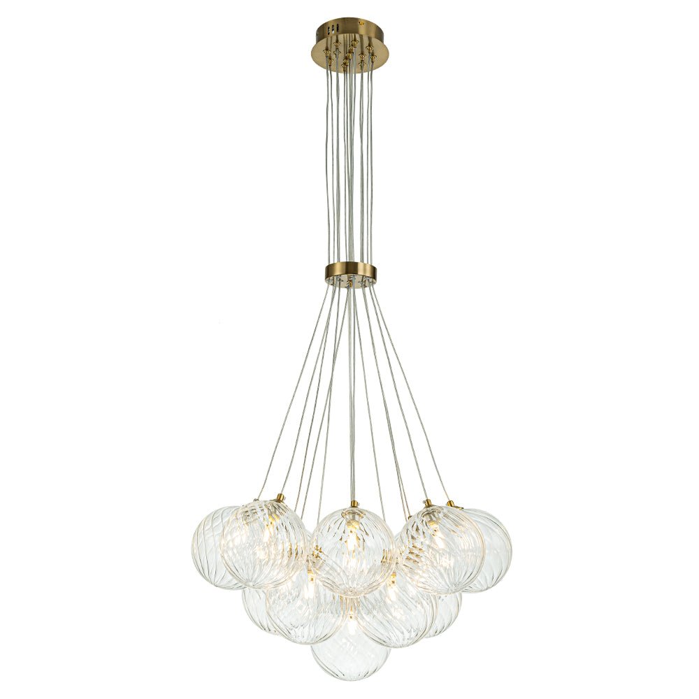 Caeluvya Clear Ribbed Ball Cluster Bubble Glass Chandelier - Lamp Copper