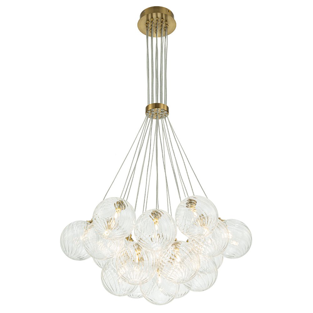 Caeluvya Clear Ribbed Ball Cluster Bubble Glass Chandelier - Lamp Copper