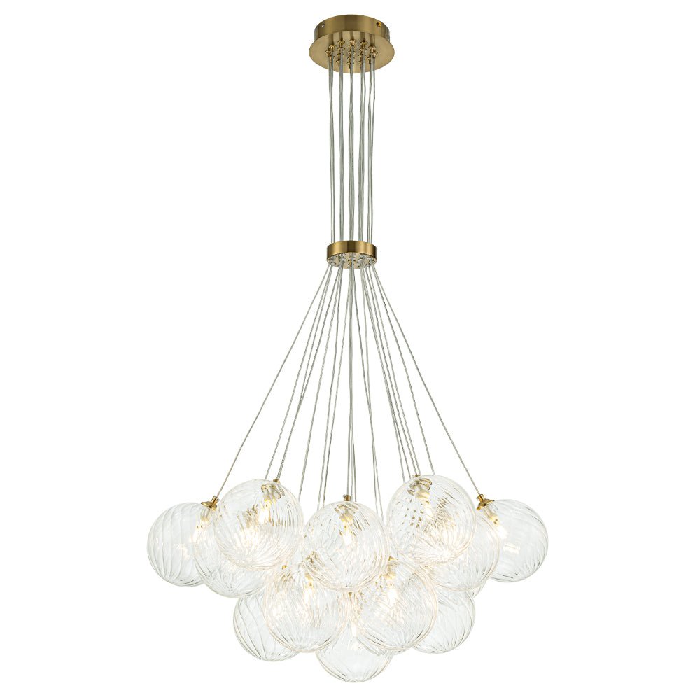 Caeluvya Clear Ribbed Ball Cluster Bubble Glass Chandelier - Lamp Copper