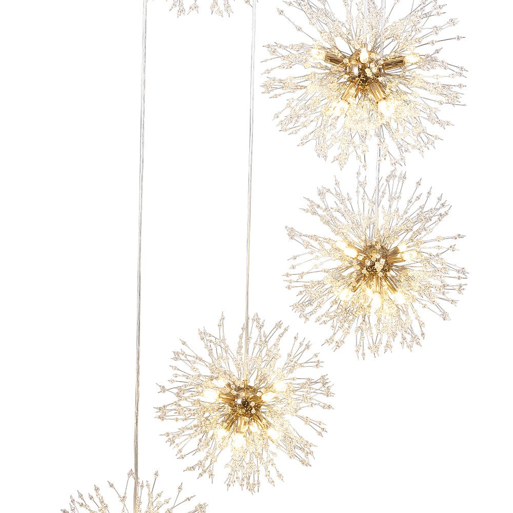 Ildvuvya Cluster Firework Dandelion Brass Metal Pendant Chandelier - Lamp Copper