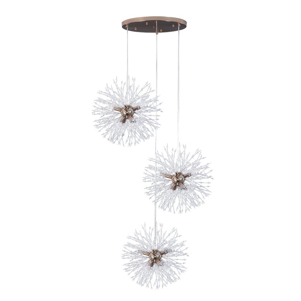 Ildvuvya Cluster Firework Dandelion Brass Metal Pendant Chandelier - Lamp Copper