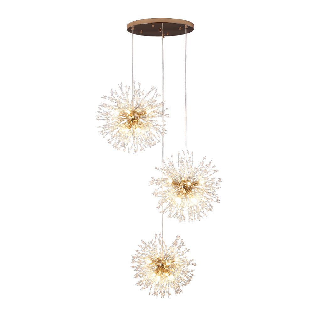Ildvuvya Cluster Firework Dandelion Brass Metal Pendant Chandelier - Lamp Copper