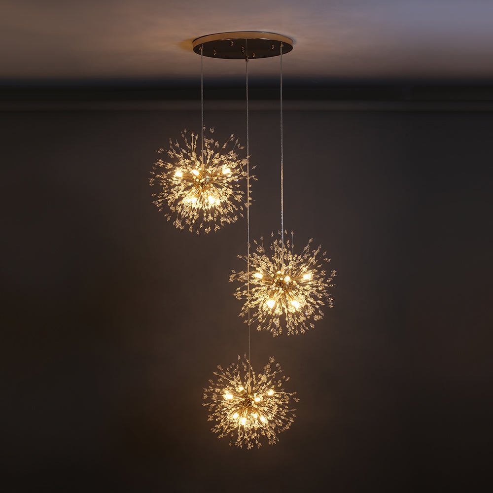 Ildvuvya Cluster Firework Dandelion Brass Metal Pendant Chandelier - Lamp Copper