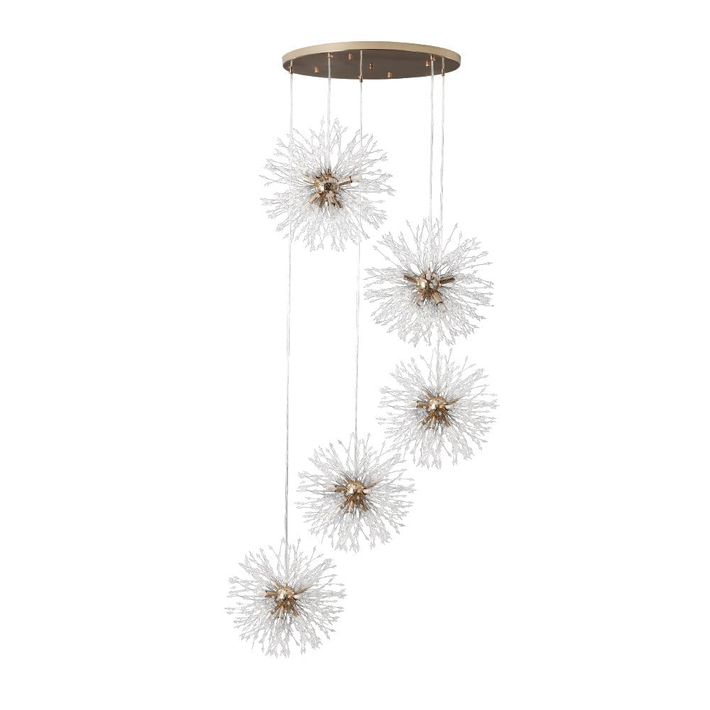 Ildvuvya Cluster Firework Dandelion Brass Metal Pendant Chandelier - Lamp Copper