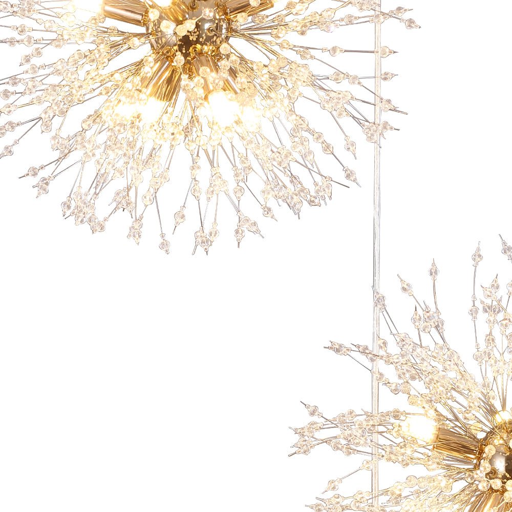 Ildvuvya Cluster Firework Dandelion Brass Metal Pendant Chandelier - Lamp Copper
