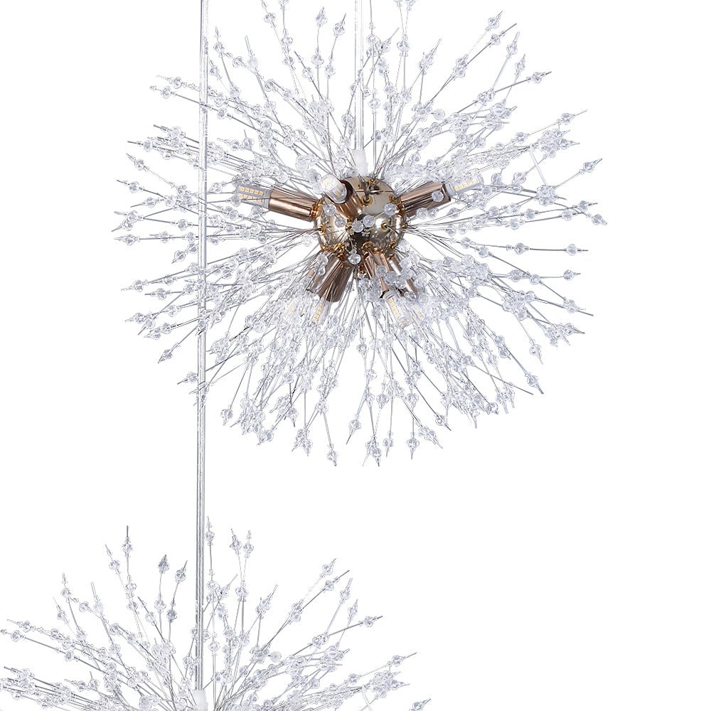 Ildvuvya Cluster Firework Dandelion Brass Metal Pendant Chandelier - Lamp Copper