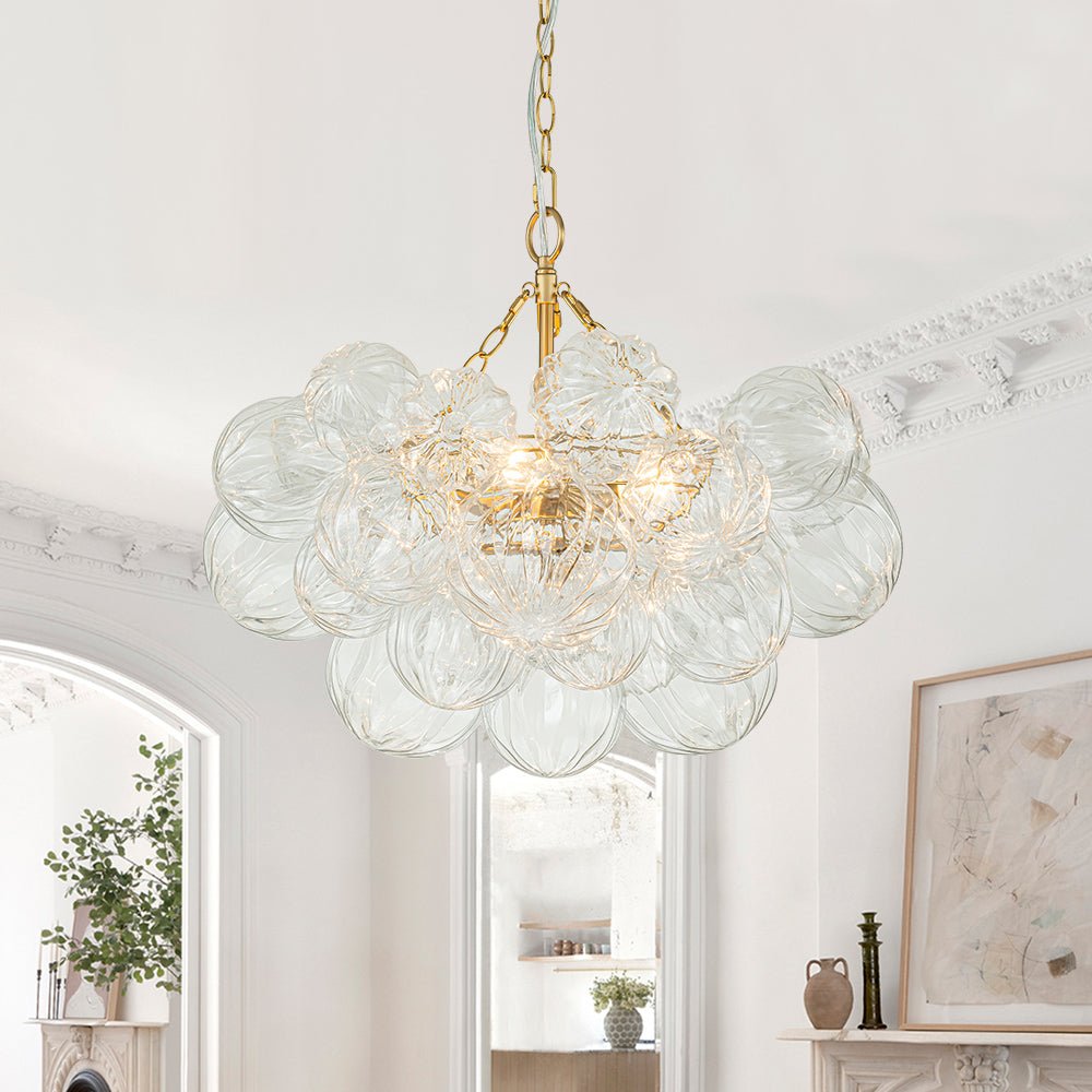 Elorin Texture Globe Bubble Glass Chandelier - Lamp Copper