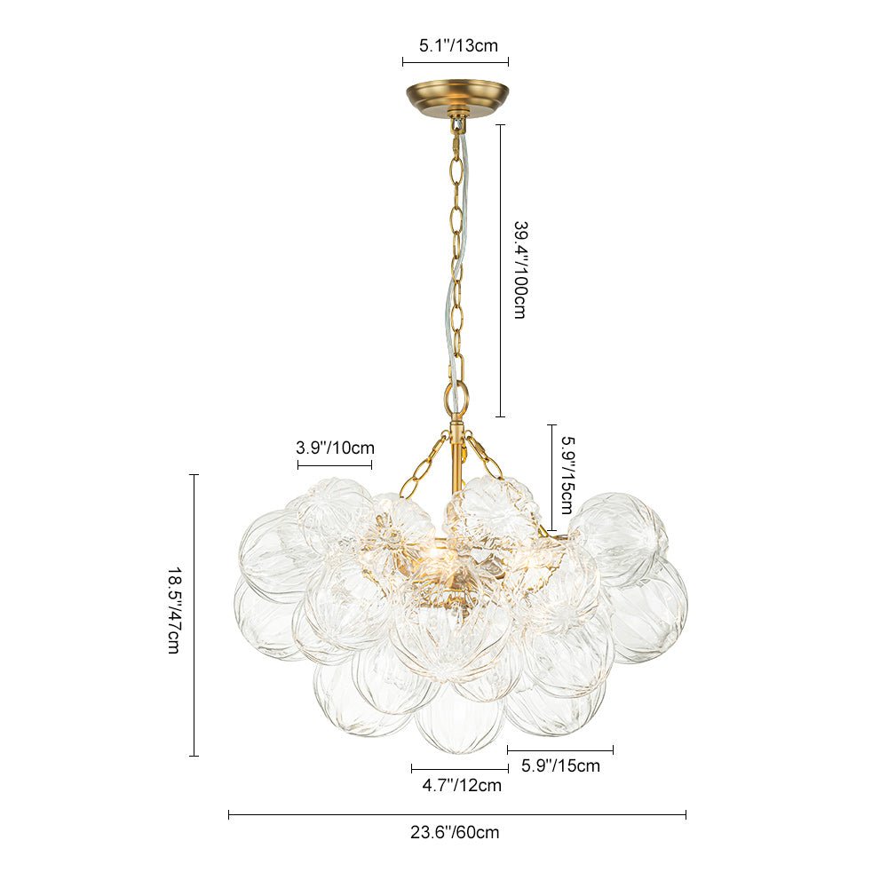 Elorin Texture Globe Bubble Glass Chandelier - Lamp Copper
