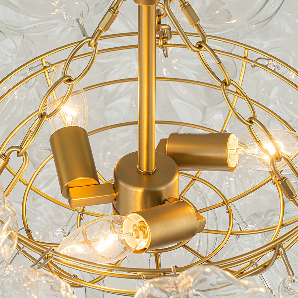 Elorin Texture Globe Bubble Glass Chandelier - Lamp Copper