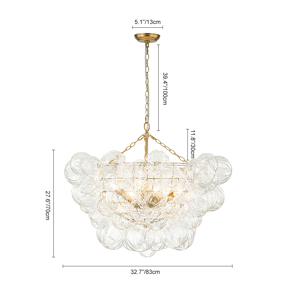 Elorin Texture Globe Bubble Glass Chandelier - Lamp Copper